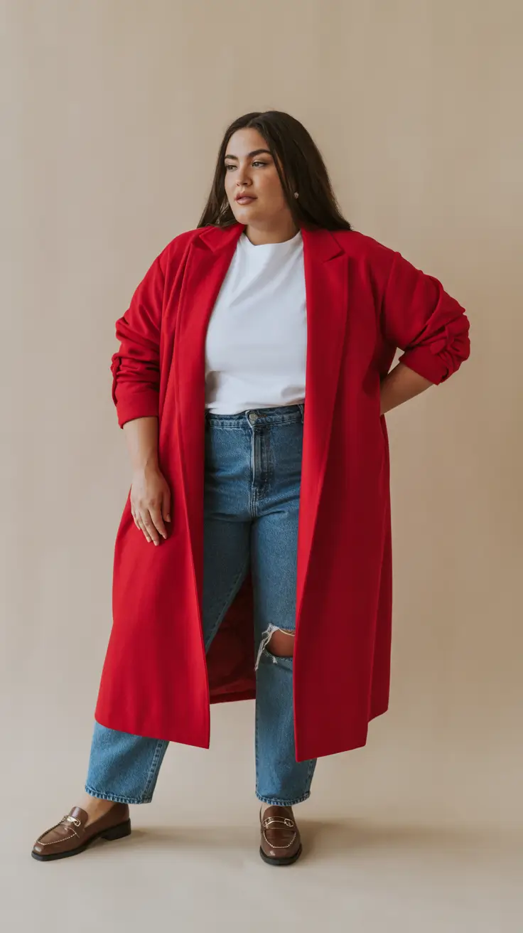 winter capsule wardrobe plus size women Red Coat Confidence
