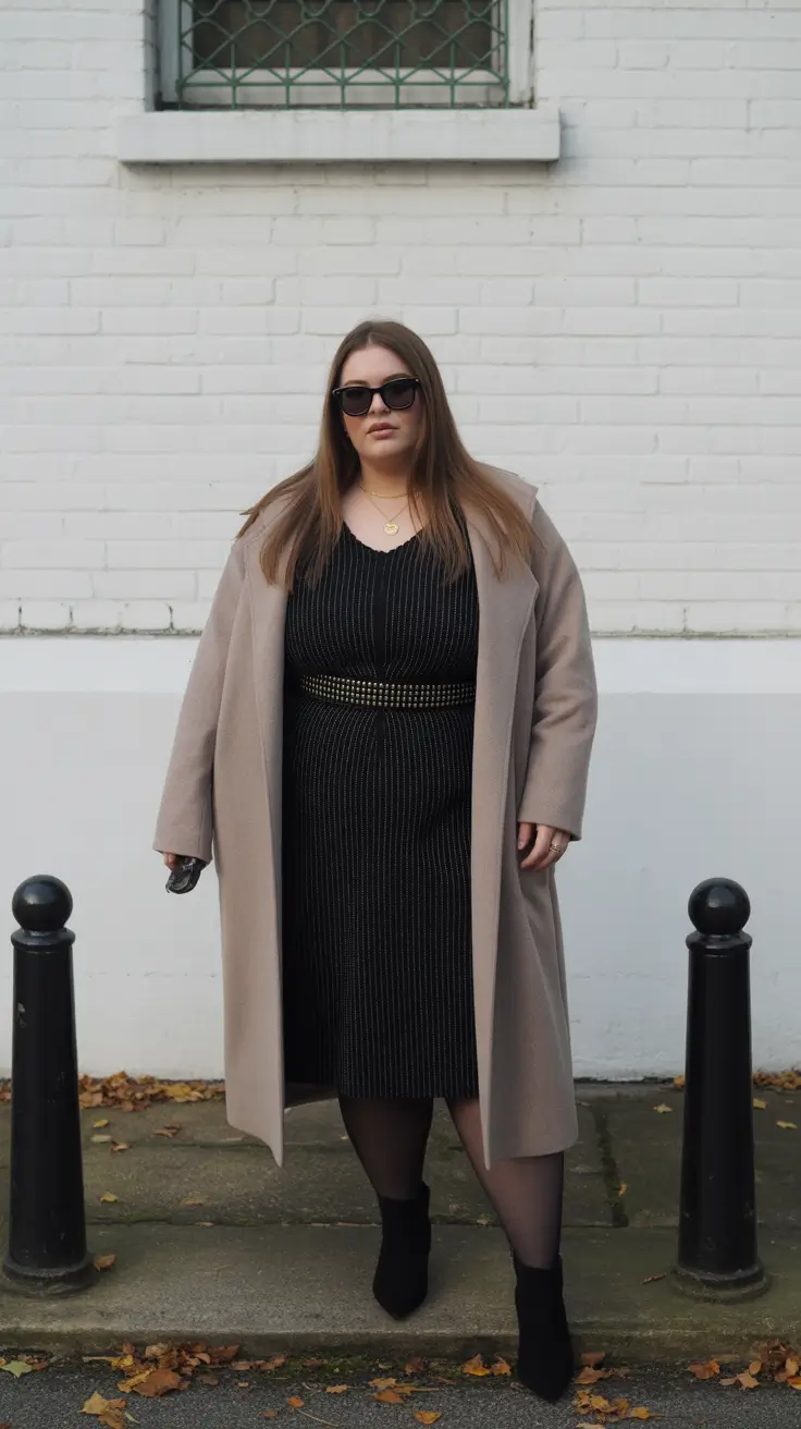 winter capsule wardrobe plus size women Elegant Pinstripe Classic