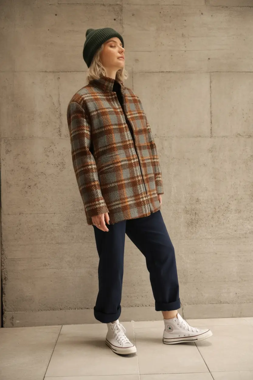 casual winter outfits Retro Plaid Revival