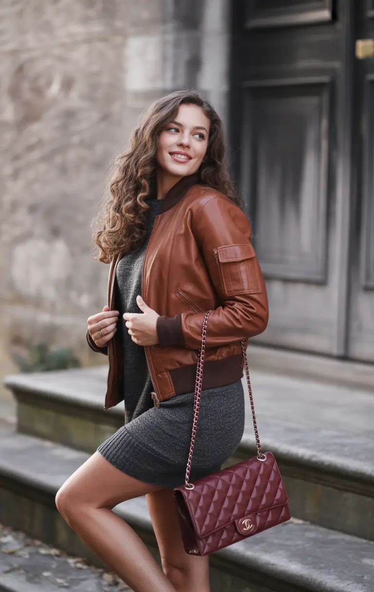 comfy winter outfits classy leather accents