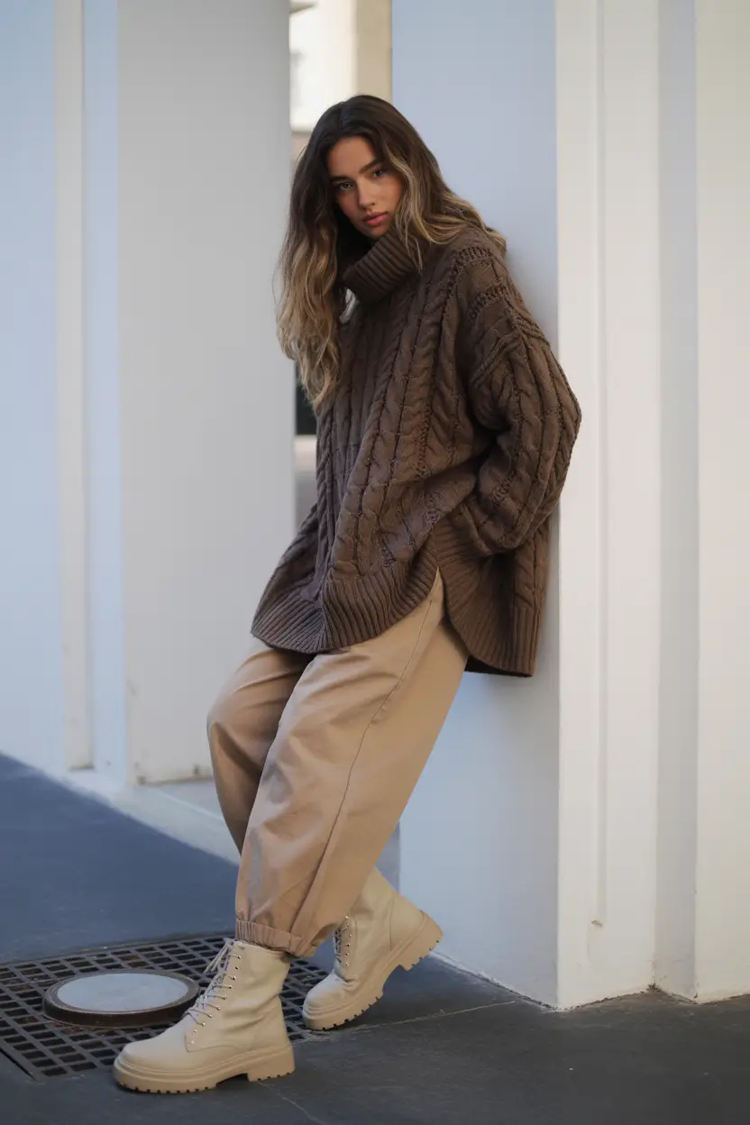comfy winter outfits cold chunky knits