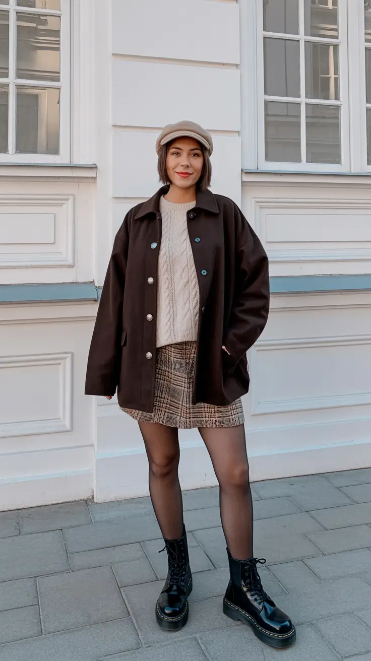 november-cozy-outfit-Plaid-Skirt-with-Parisian-Flair