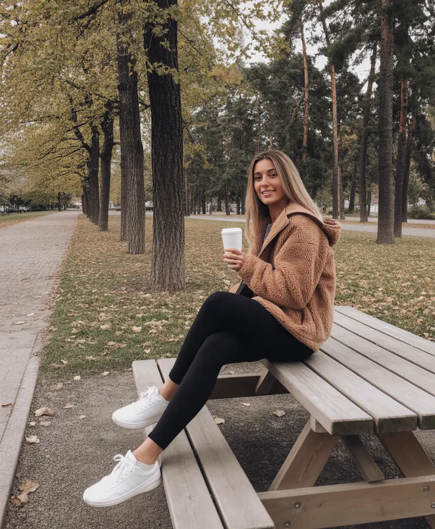 Cozy outfit Wear October Teddy Textures and Easy Comfort