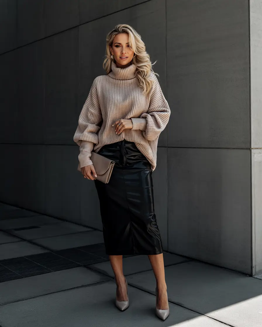 Cozy outfit Wear October Refined Neutrals with Leather