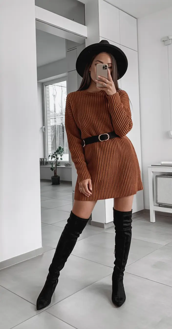 Cozy outfit Wear October Effortless Chic in a Sweater Dress