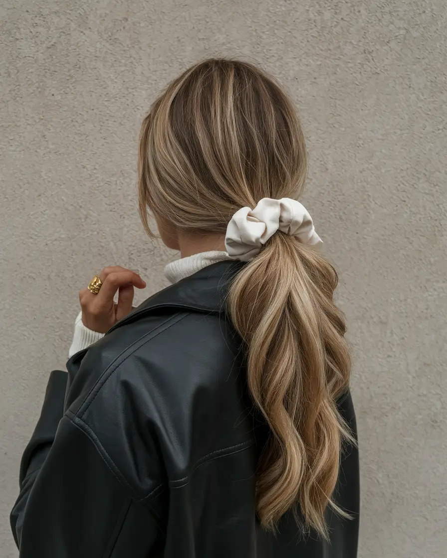 Cute Winter Hairstyles Easy Simple Ponytail Scrunchie