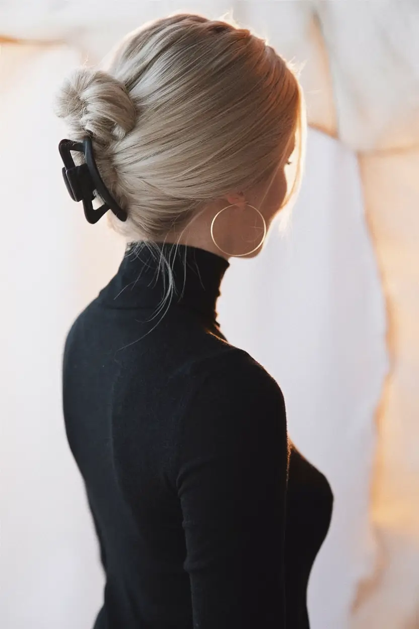 Cute Winter Hairstyles for School Updo Claw Clip French Twist