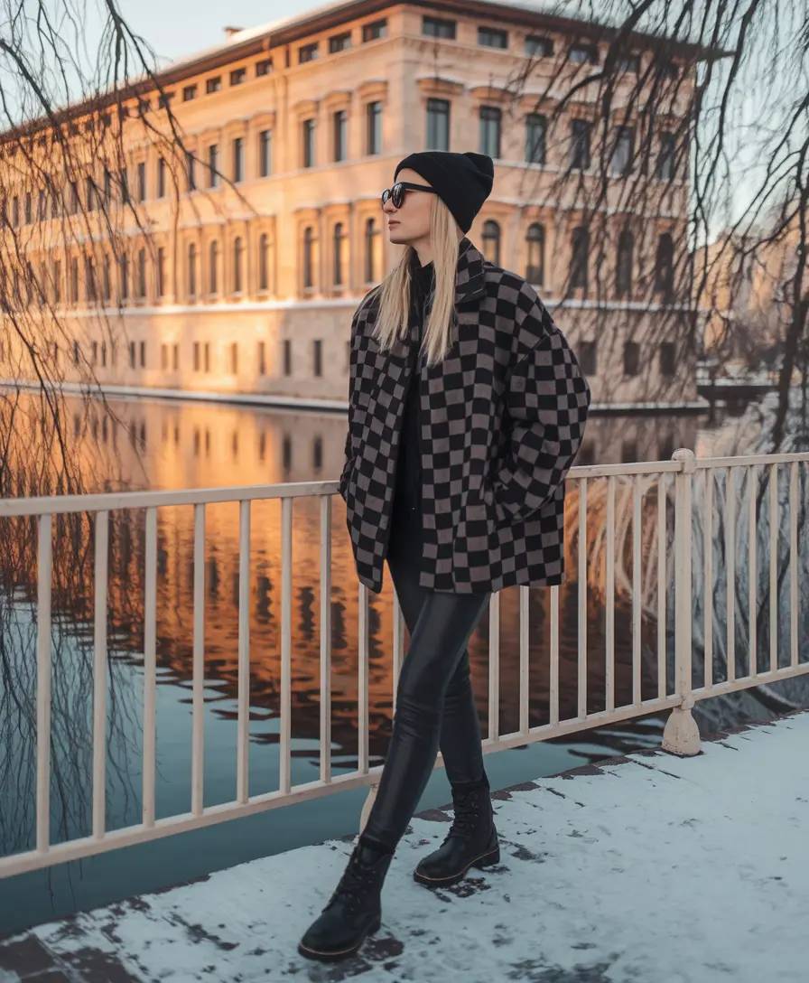 early winter outfits night Checkerboard Edge