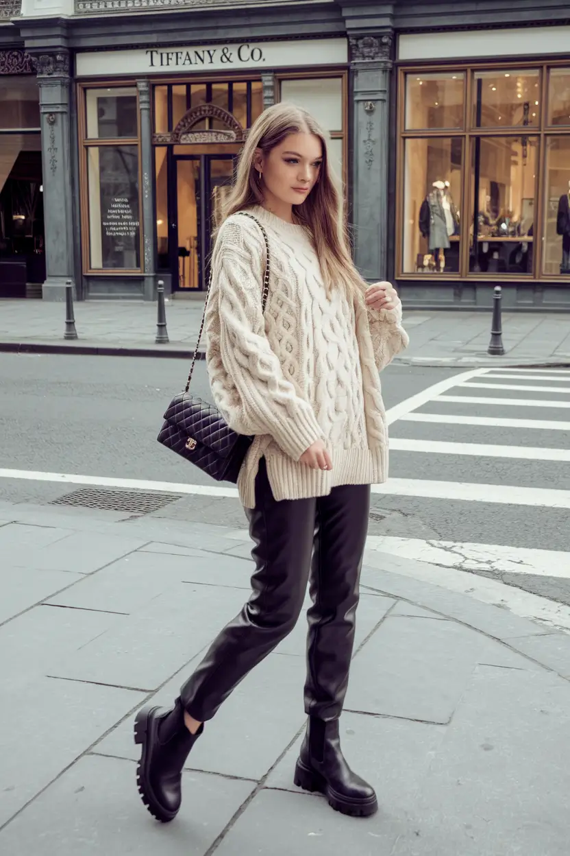 early winter outfits 2025 Chunky Knit Luxe