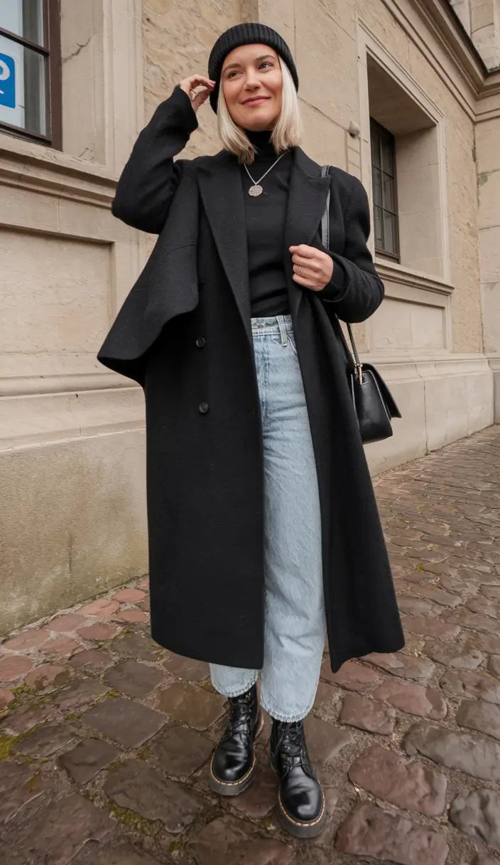 early winter outfits jeans Monochrome Street Cool