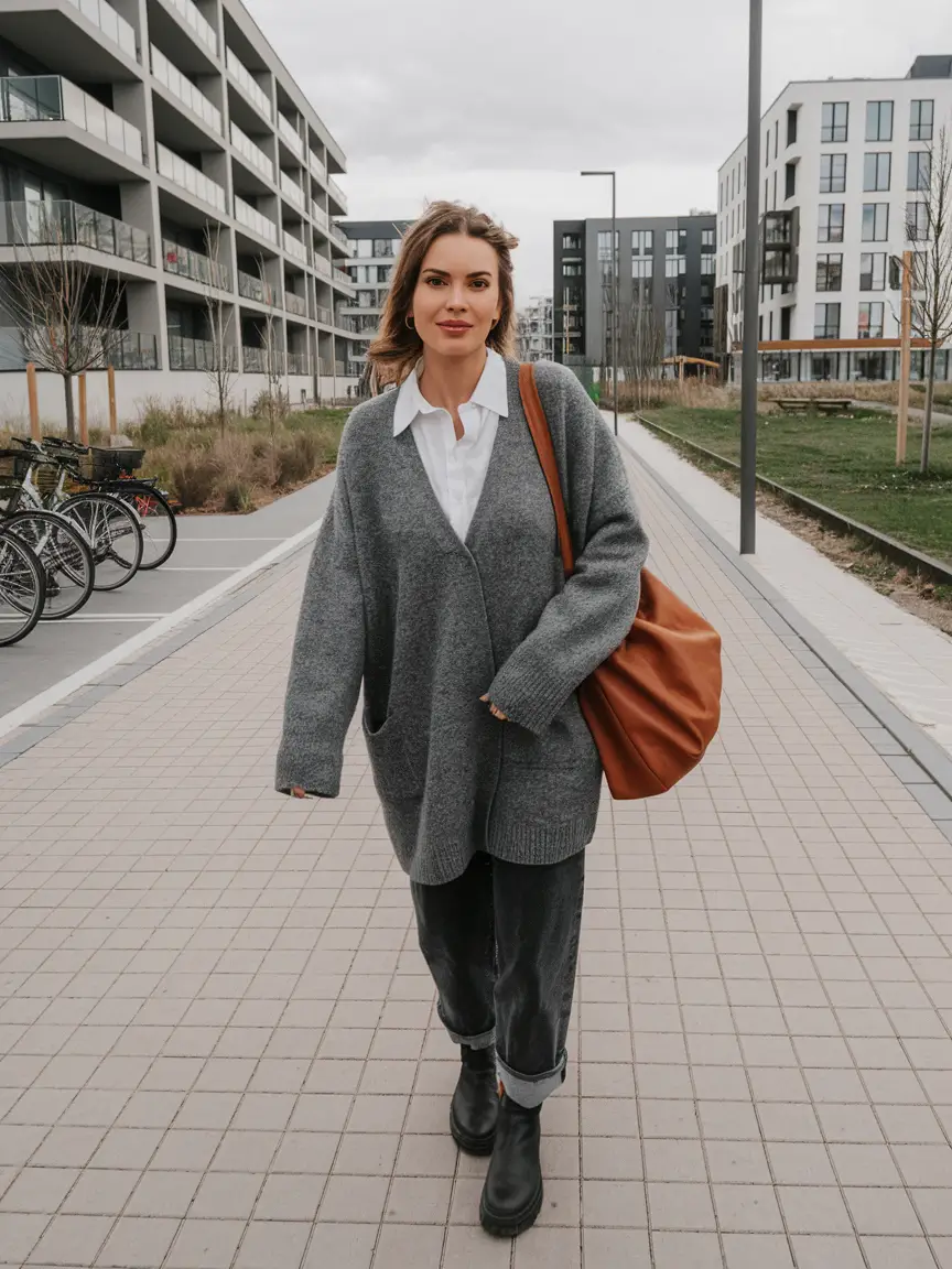 early winter outfits jeans Oversized Cardigan Ease