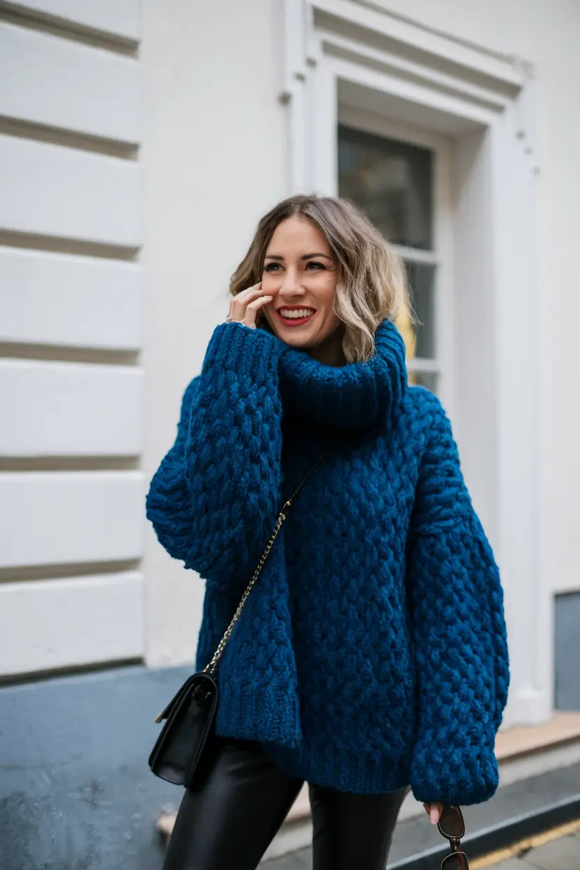 early winter outfits 2025 Bold Knit Statement