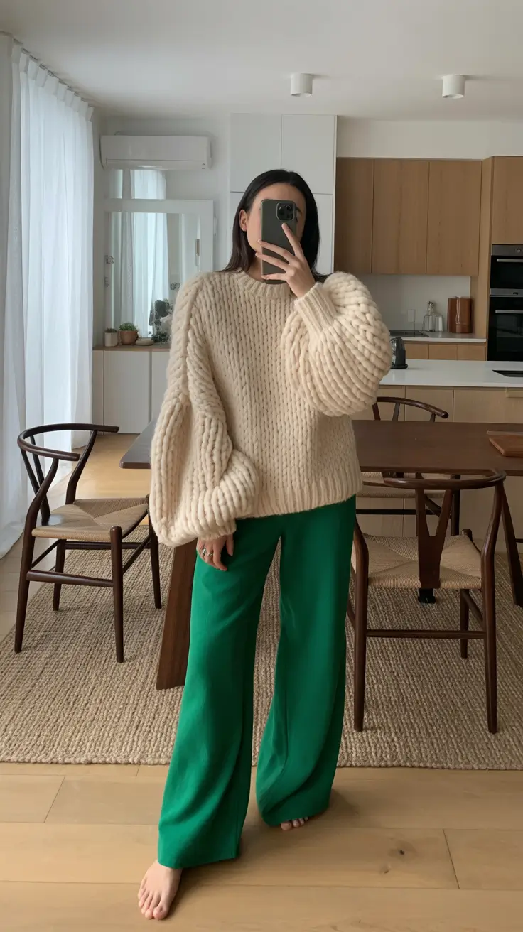 cozy-winter-outfits-chunky-knit-green