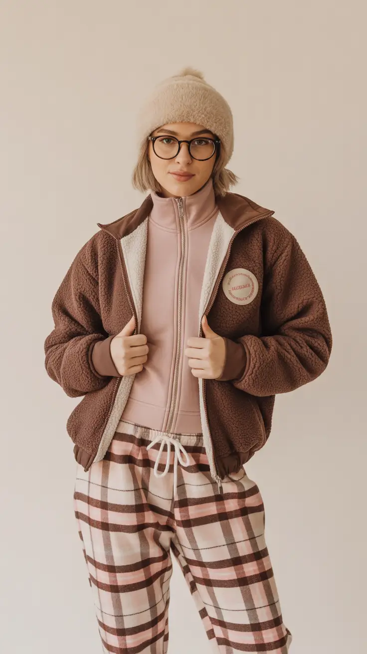 cozy-winter-outfits-plaid-lounge