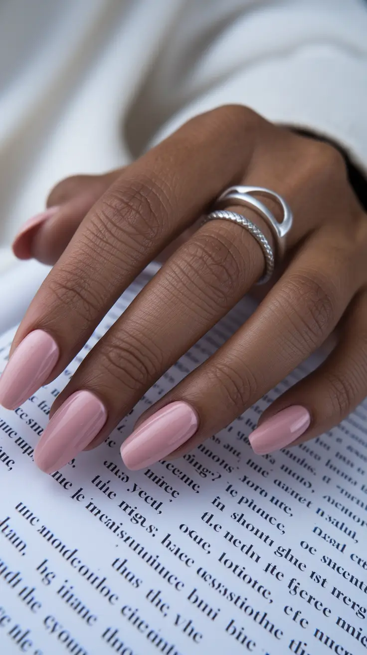 fall nail colors for brown skin square 2025 Soft Blush Calm