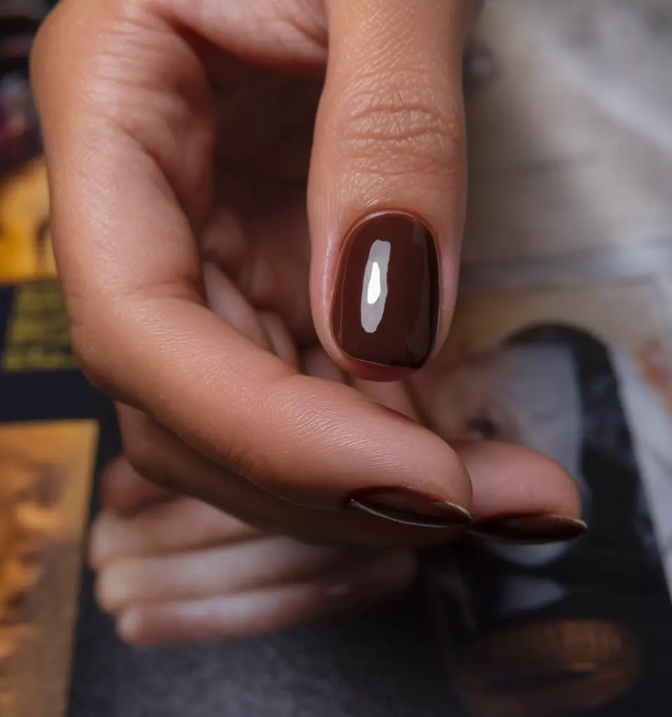 fall nail colors for brown skin short square 2025 Mocha Minimal