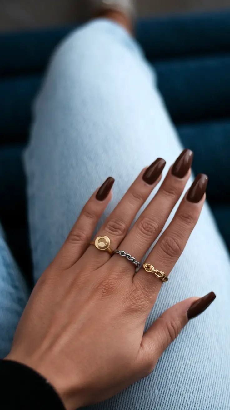 fall nail colors for brown skin square 2025 Coffee Bean Confidence