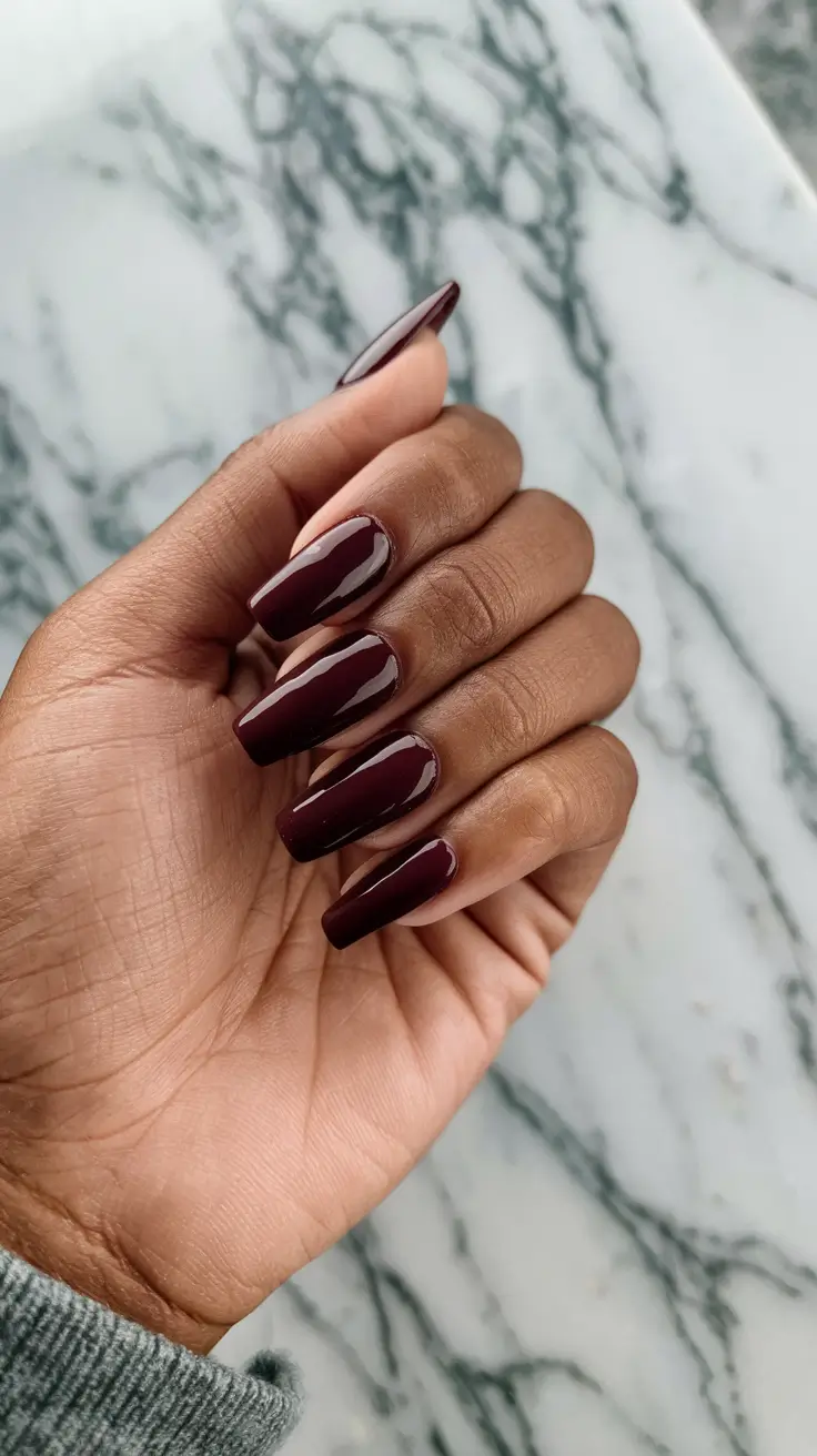 fall nail colors for brown skin tone 2025 Deep Merlot Charm