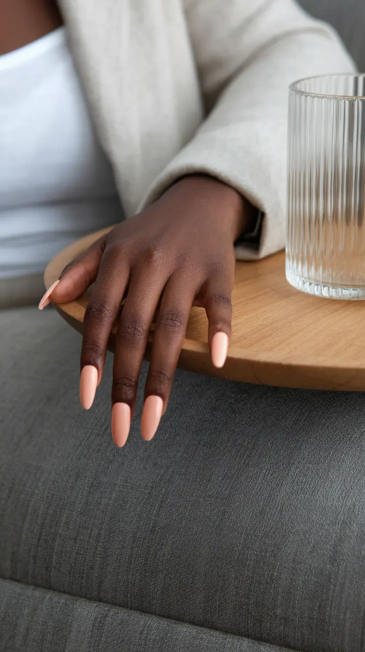 fall nail colors for brown skin tone 2025 Peach Neutral Glow