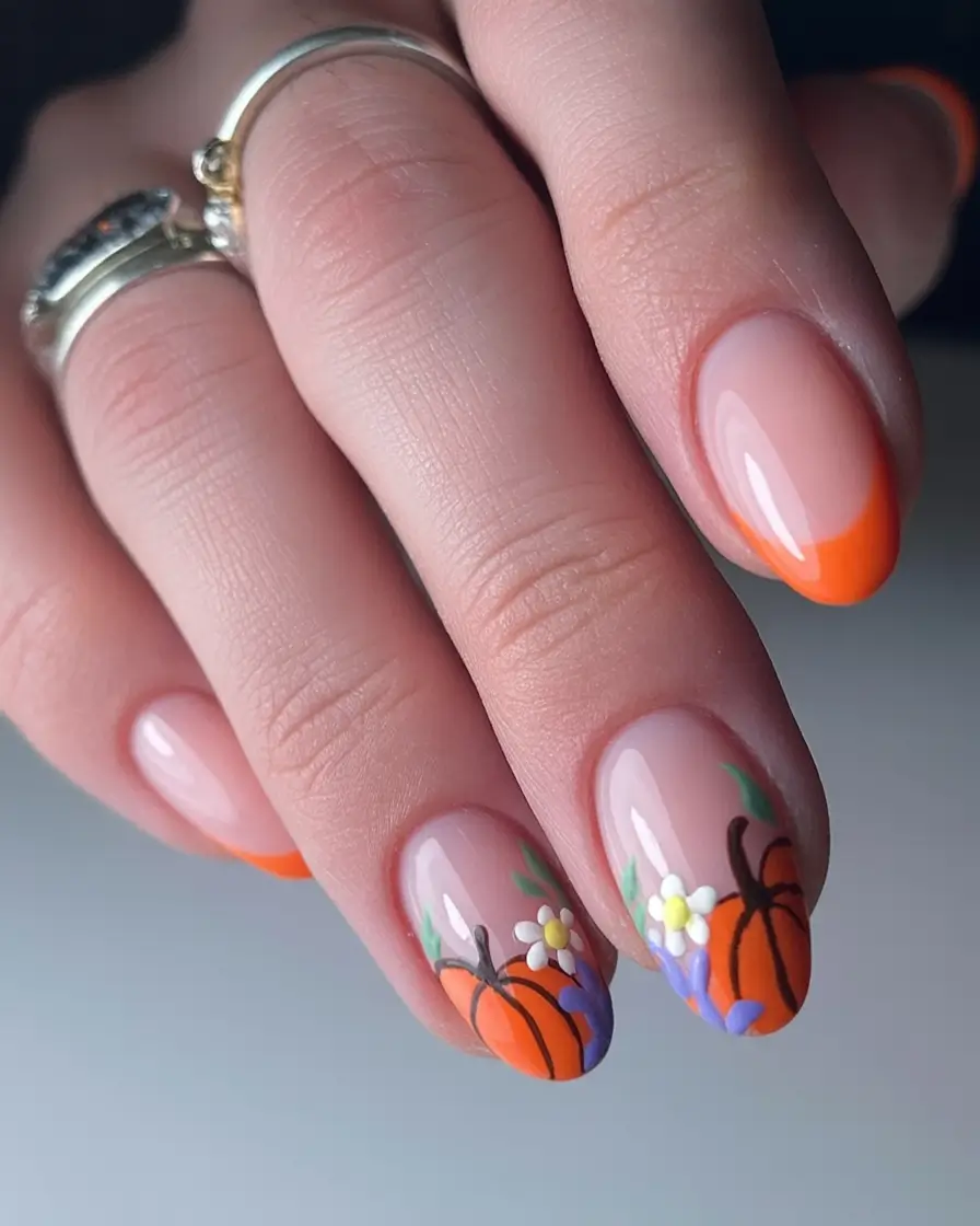 nail design november 2025 Pumpkin Spice French