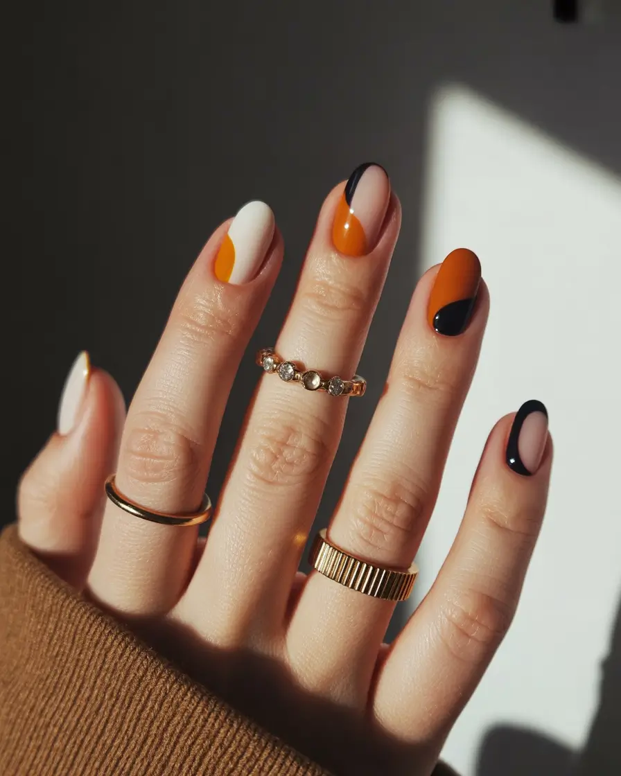 nail design november 2025 Abstract Autumn Flow