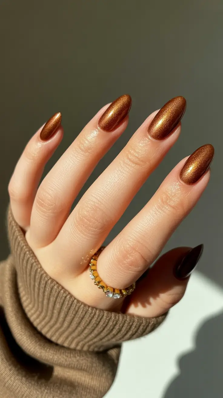 november nail inspo design Molten Bronze Shine