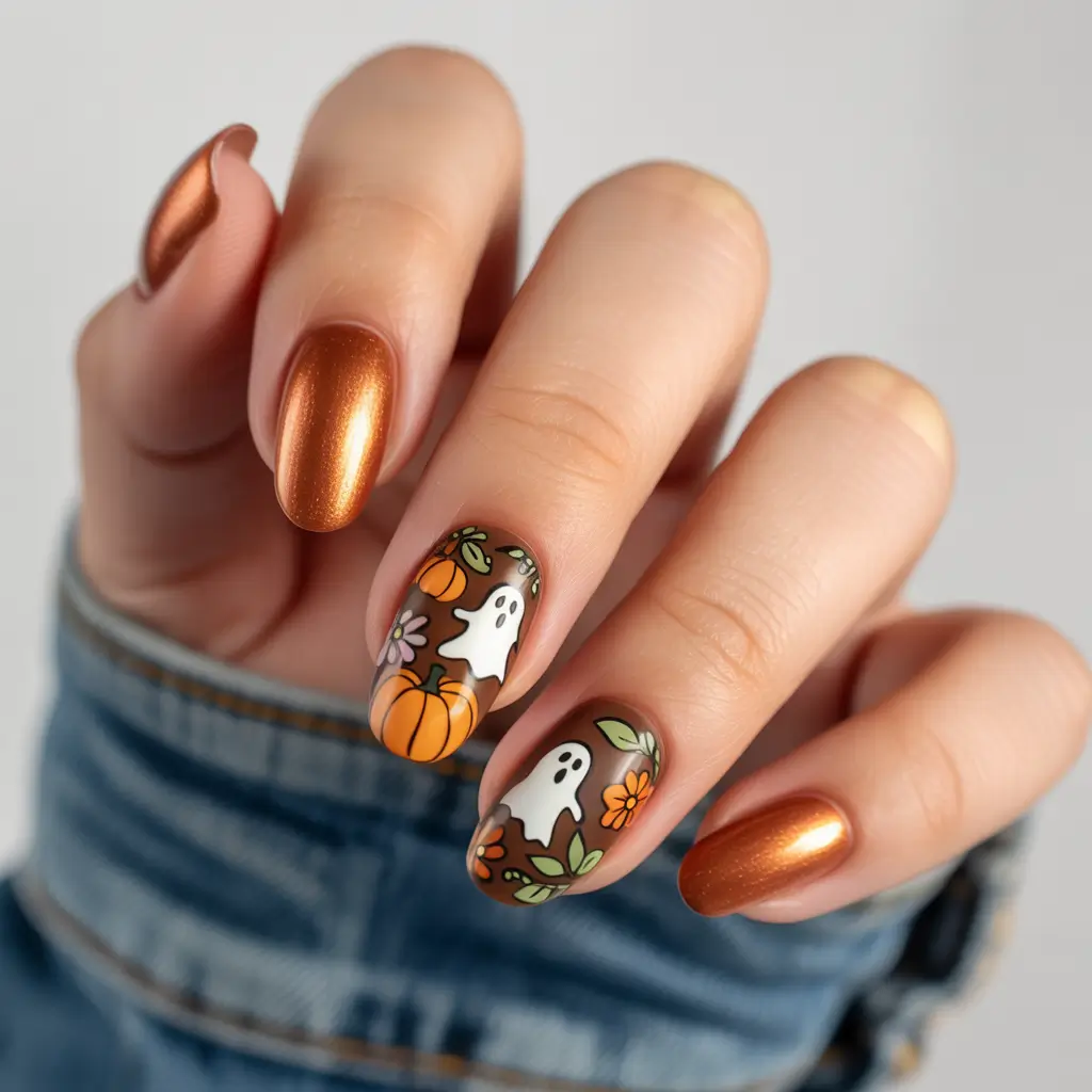 november design nail Whimsical Autumn Ghosts