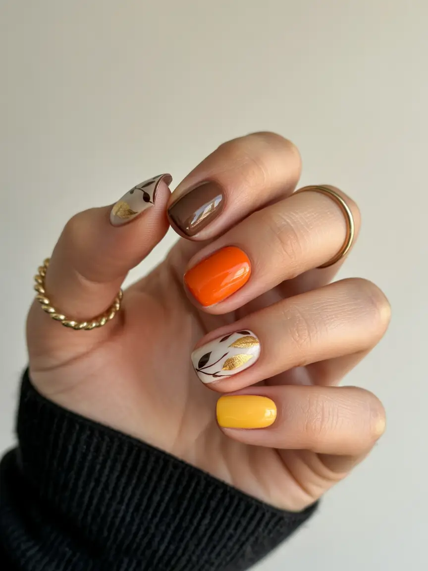 november nail design ideas short Modern Autumn Mix