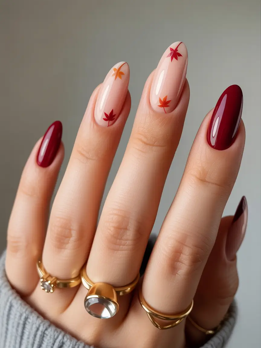 november nail design ideas Classic Maple Burgundy