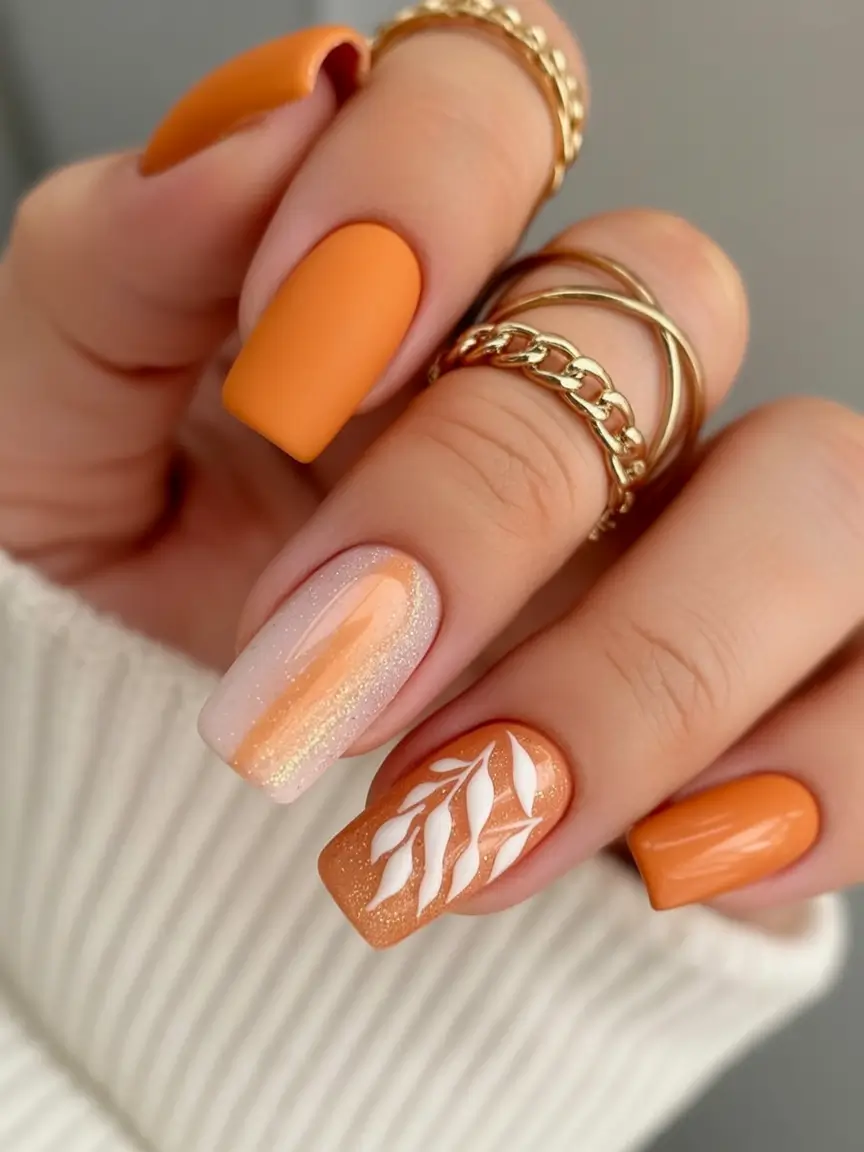 november nail inspo design Golden Harvest Gradient