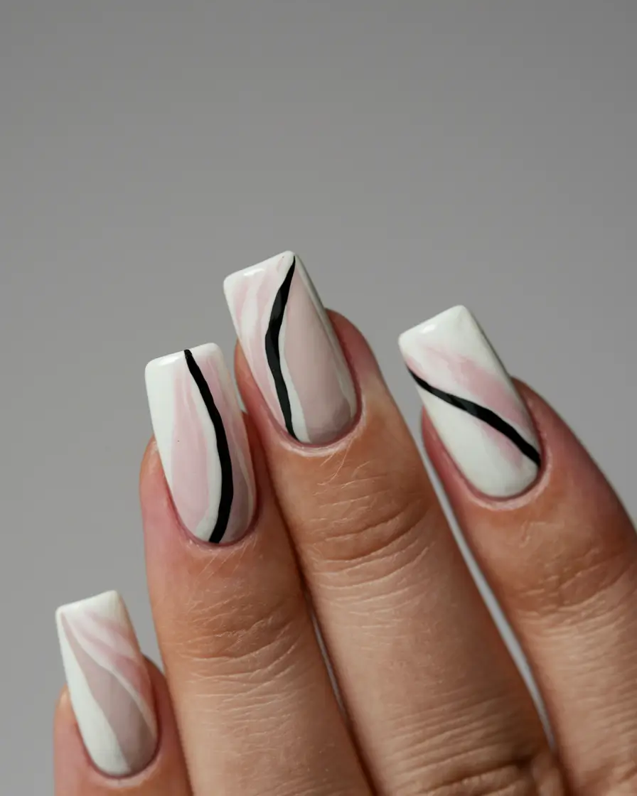 Fall Nail design Modern Minimalist Waves