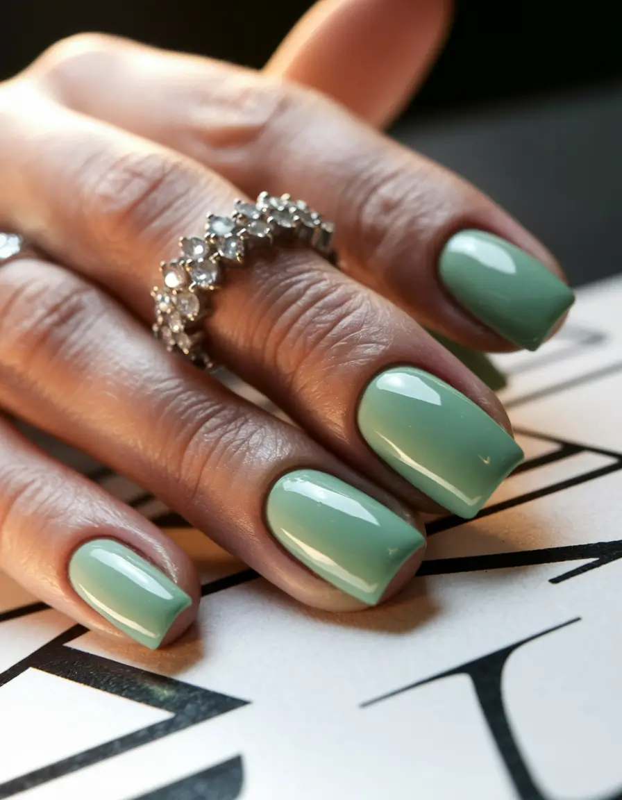 fall season nails ideas Olive Green Calm
