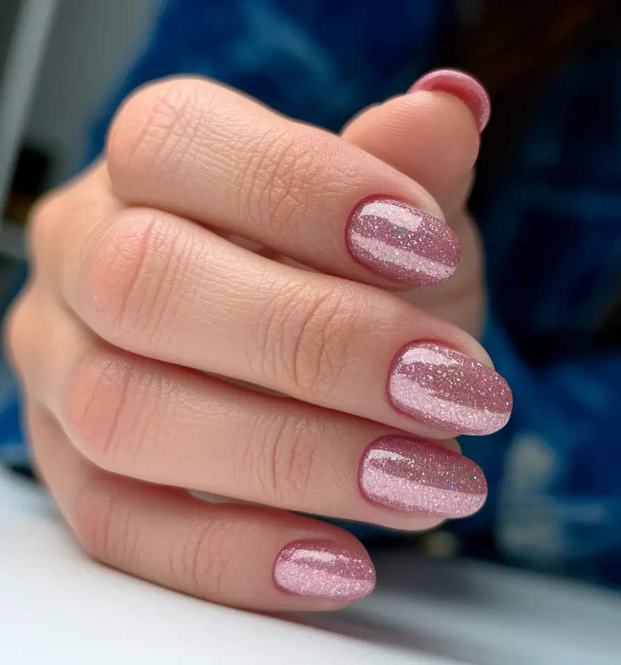 fall season nails ideas Soft Pink Sparkle