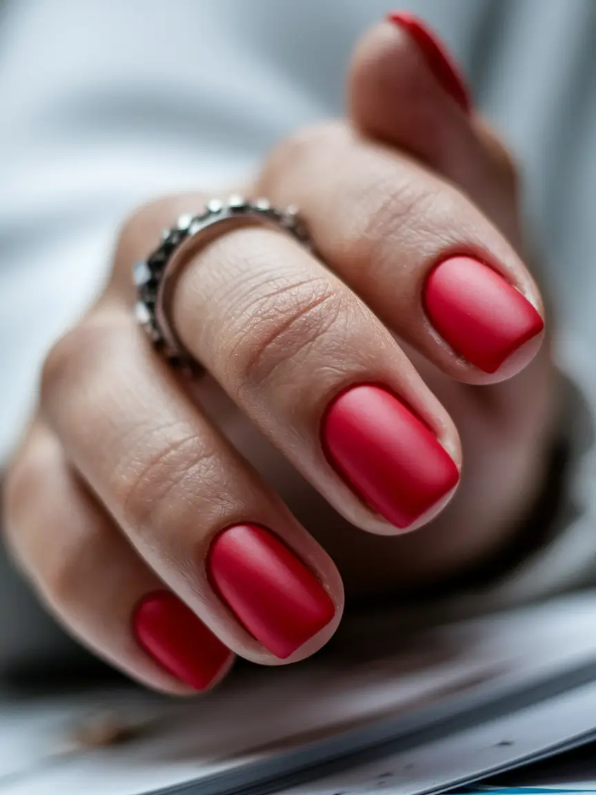 fall season nails ideas Velvety Crimson Matte