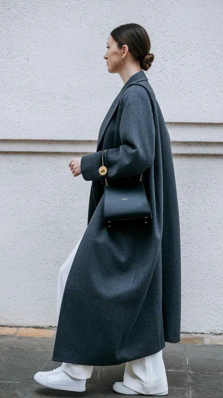 fall winter outfits 2025 Grey Coat Minimalism