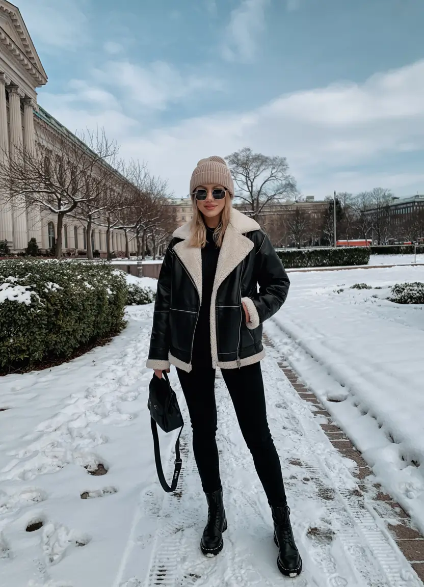 fall winter outfits 2025 Shearling-Lined Outerwear