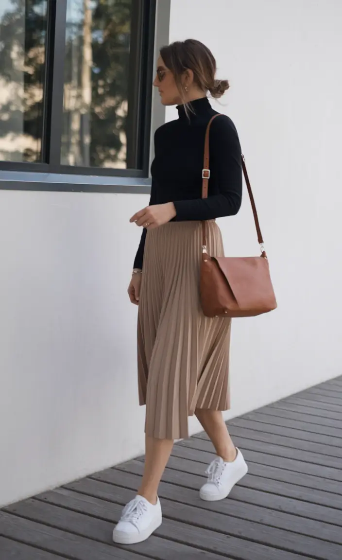 fall winter outfits 2025 Modern Pleated Skirt Combo