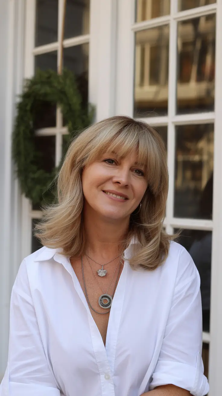 hairstyle-color-women-over-40-feathered-blonde-soft-bangs
