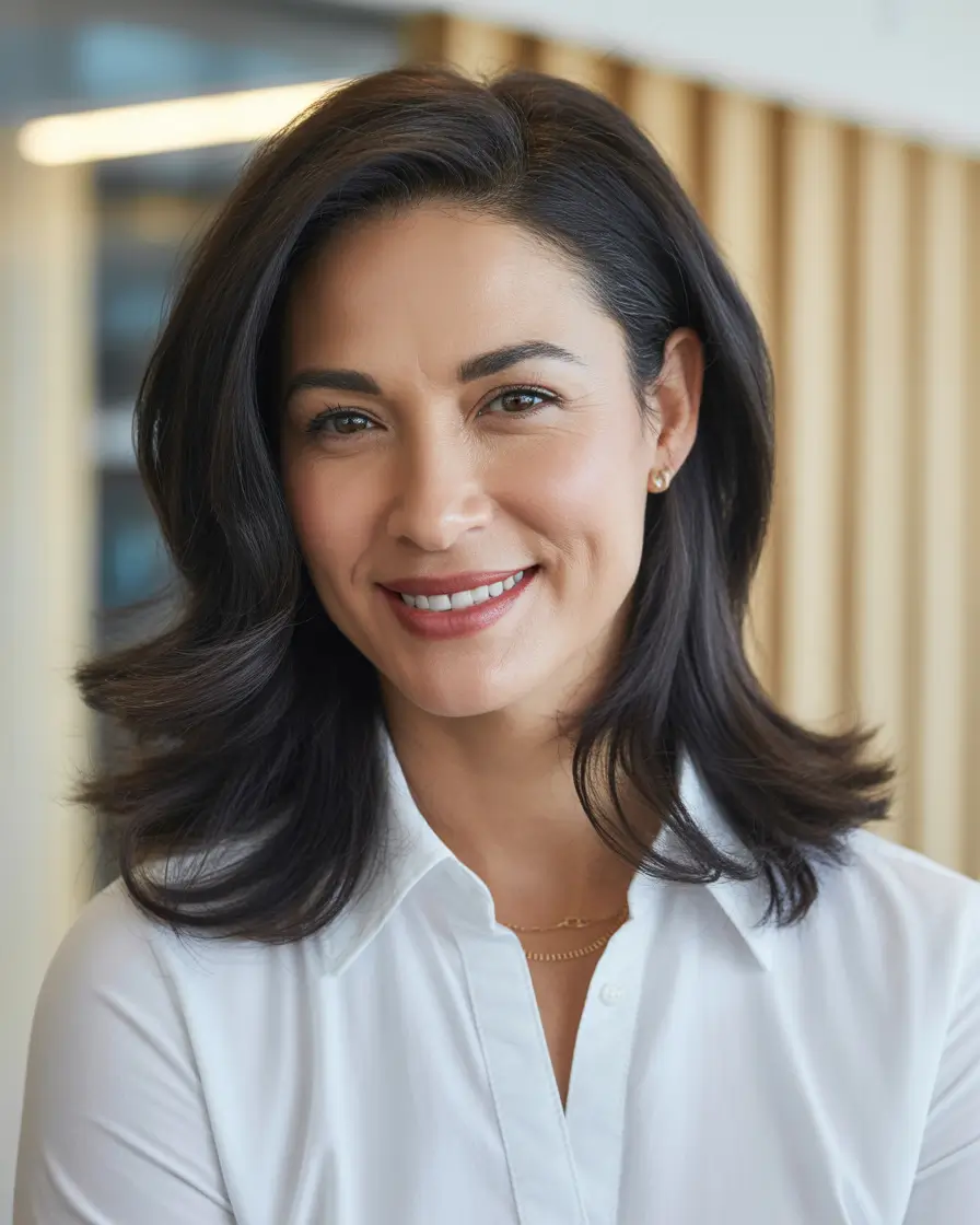hairstyle-color-women-over-40-glossy-layered-medium-cut