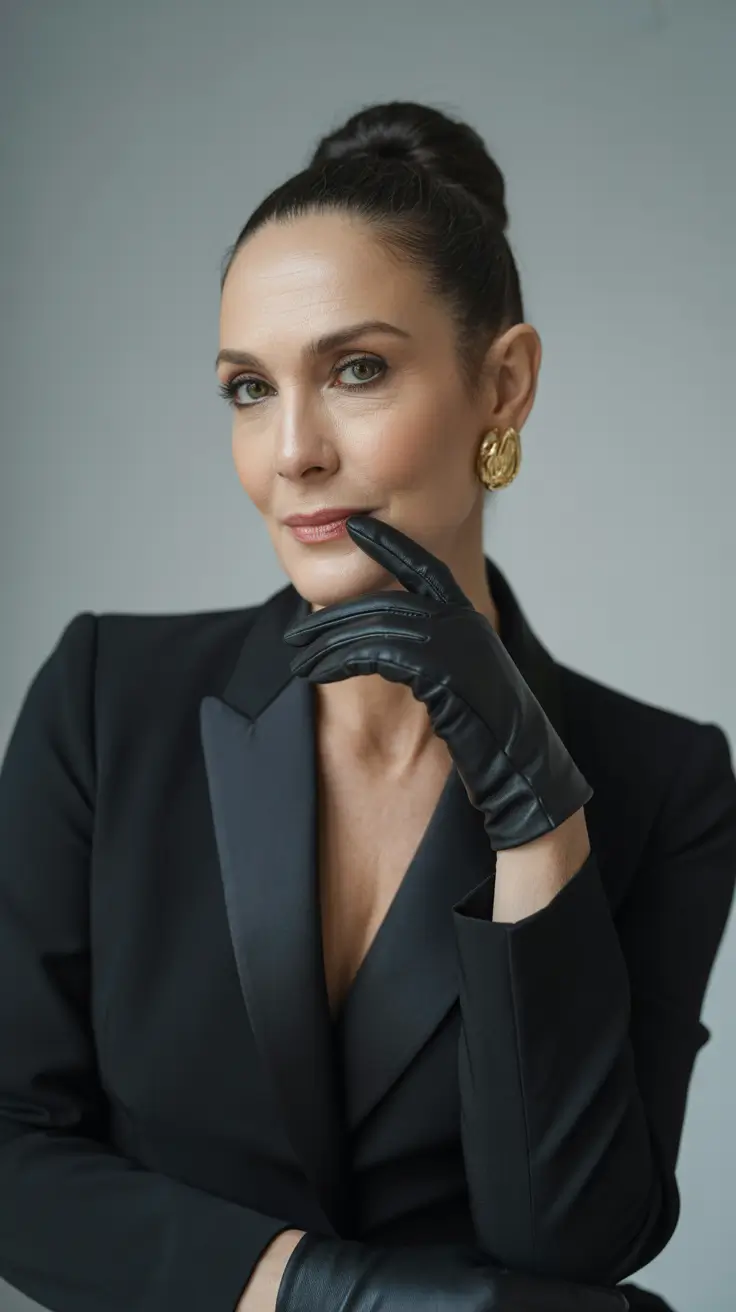hairstyle-color-women-over-40-sleek-high-bun