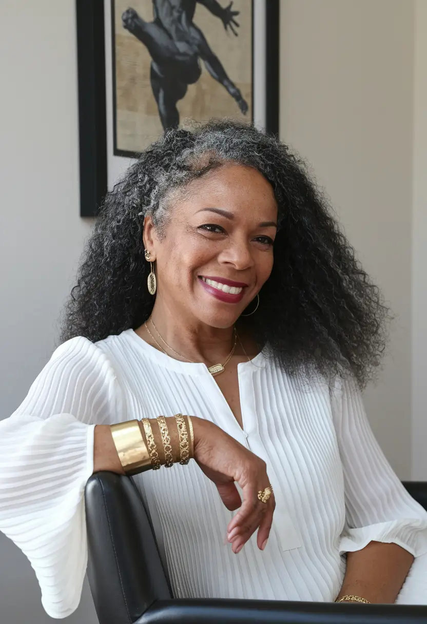 Hair Color & Winter Hairstyles for Women Over 50 2025-2026 Silver-Gray Curls