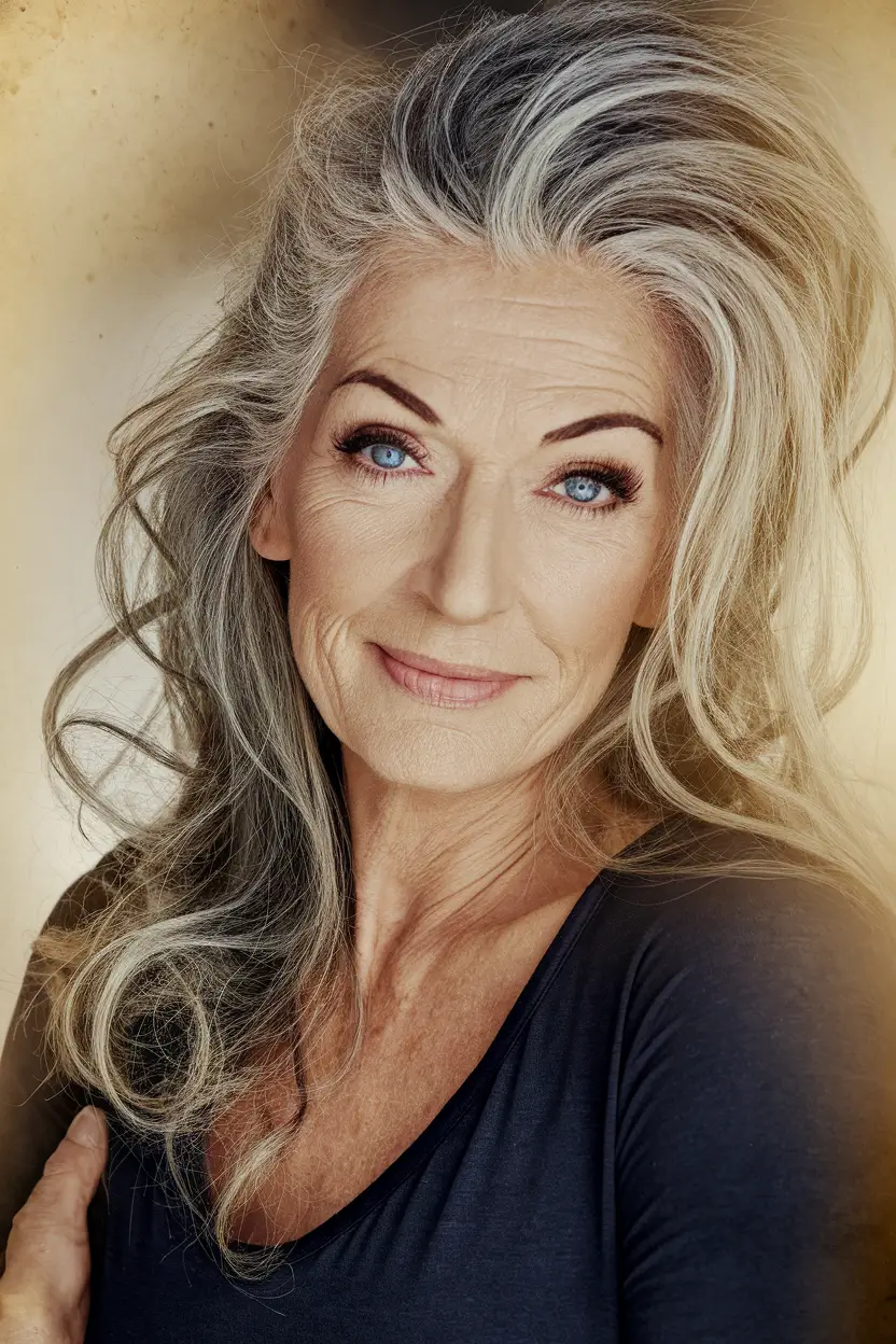 Hair Color & Winter Hairstyles for Women Over 50 2025-2026 Voluminous Silver Waves