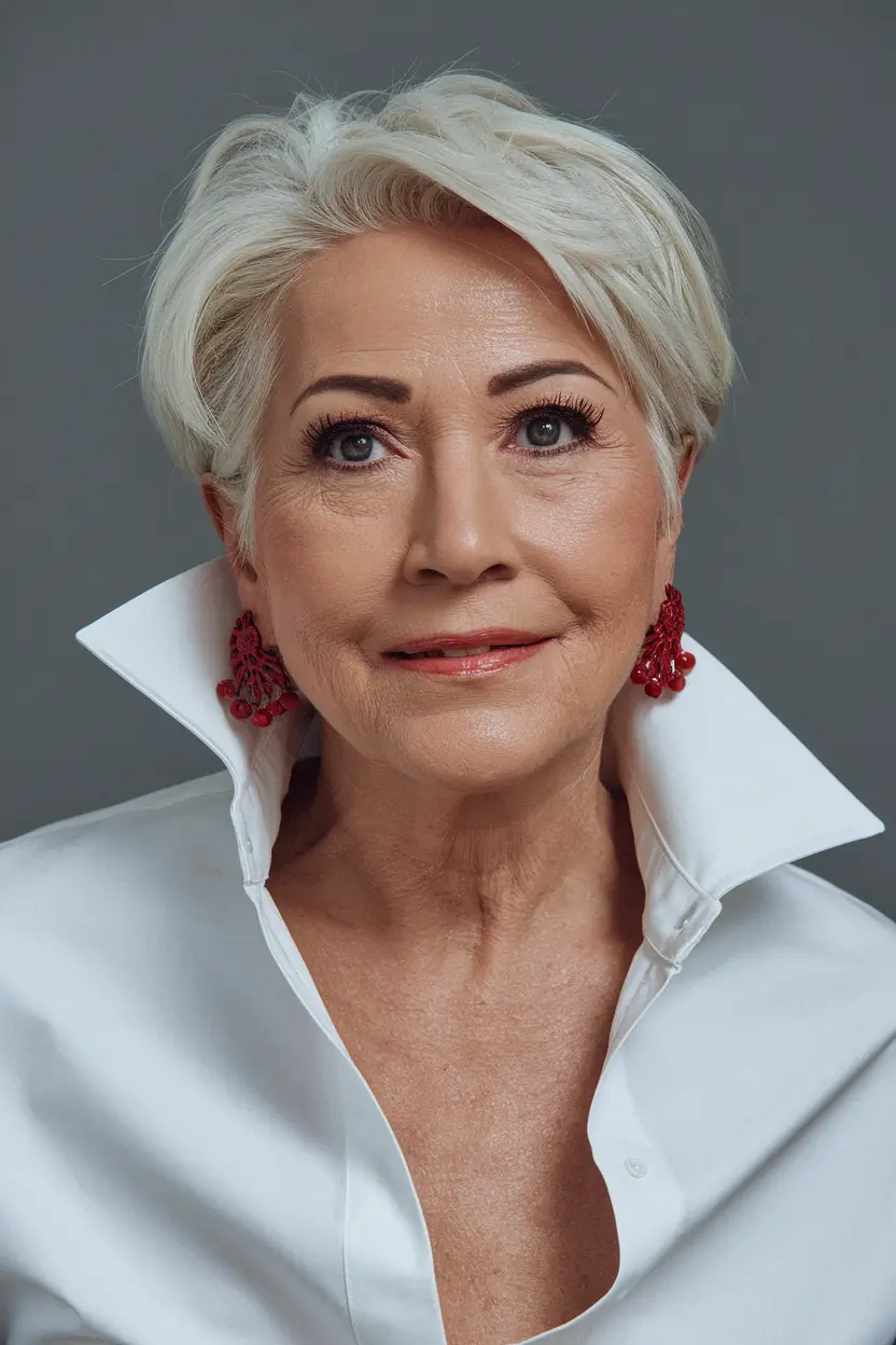 Hair Color & Winter Hairstyles for Women Over 50 2025-2026 Polished Icy Pixie