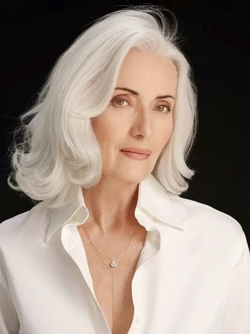 winter hairstyles and color for women over 60 Timeless Shoulder-Length Silver
