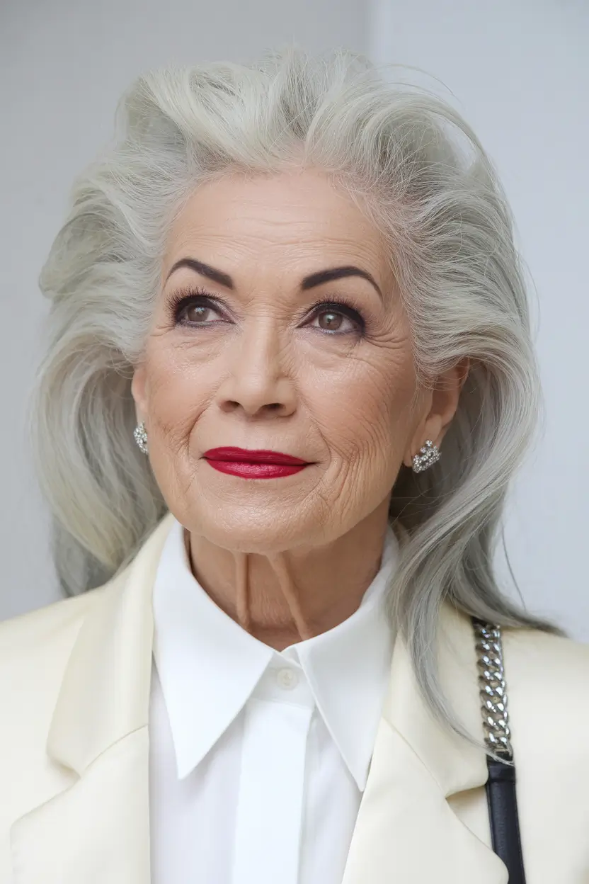 winter hairstyles and color for women over 60 Structured Gray Elegance