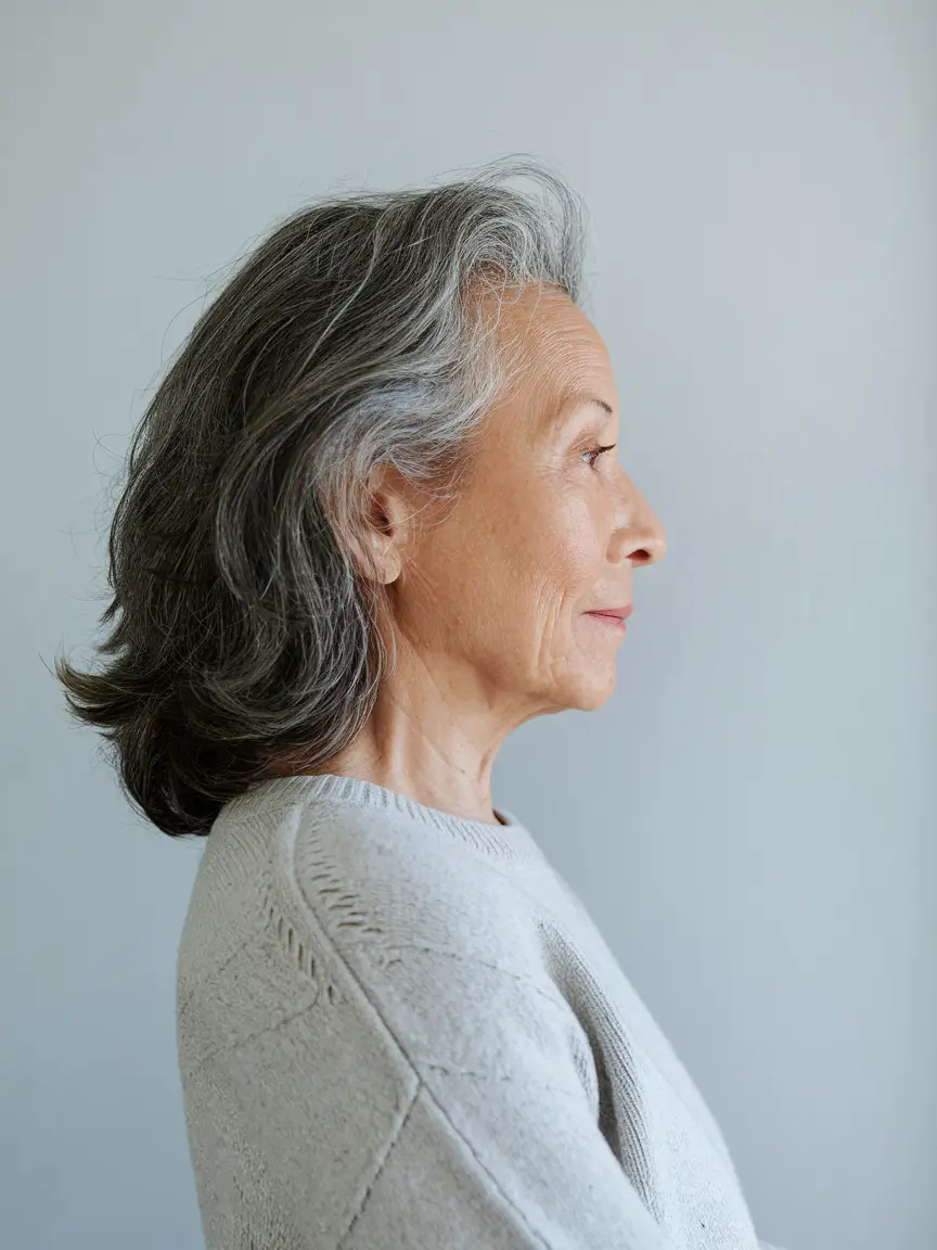winter hairstyles and color for women over 60 Natural Silver Flow
