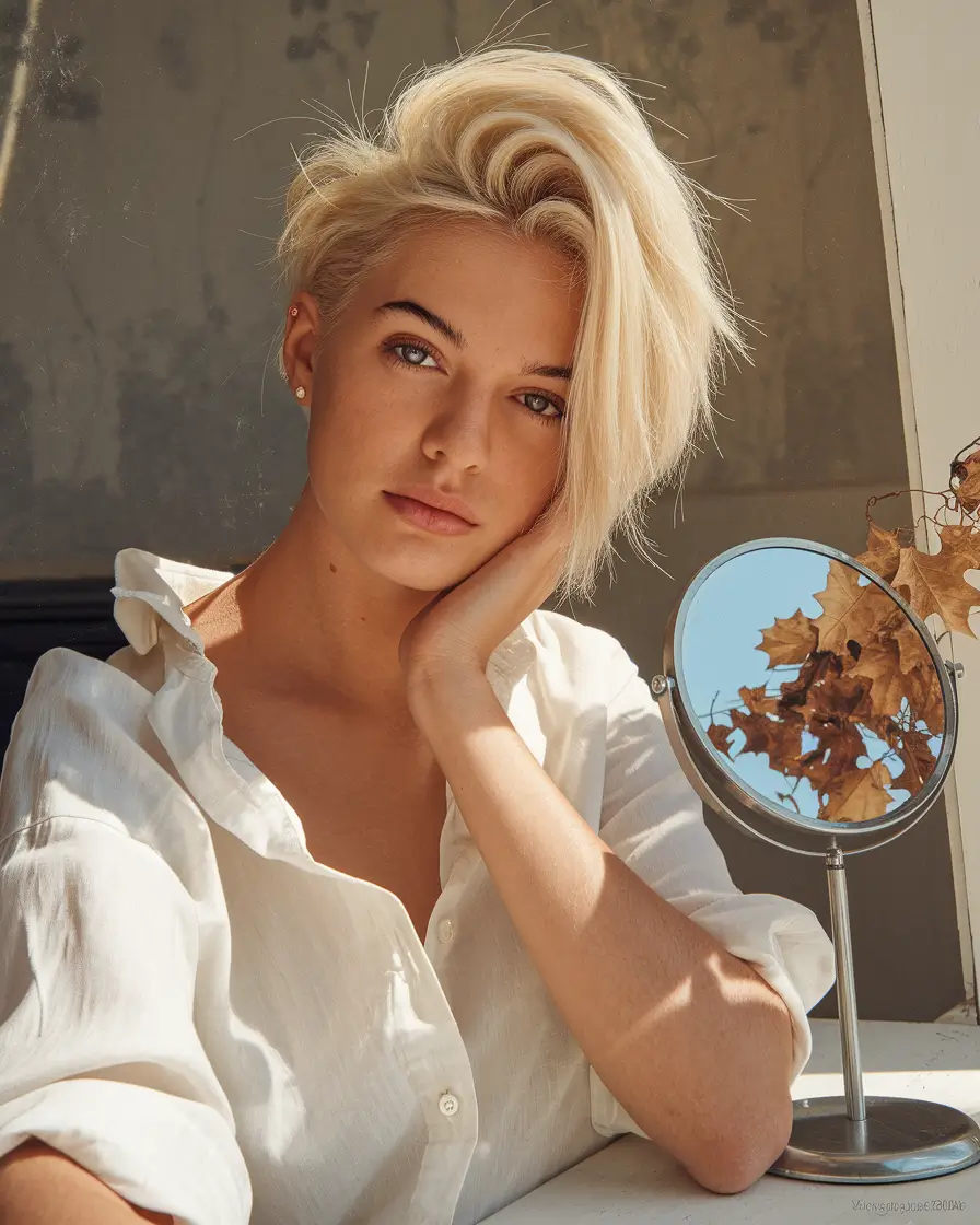 winter haircuts 2026 short Platinum Side-Swept Crop