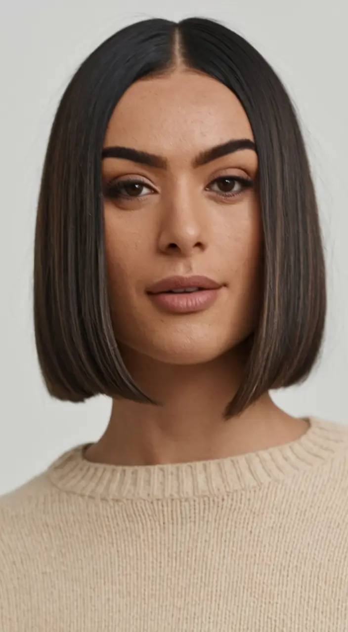 winter haircuts short Polished Chin-Length Bob