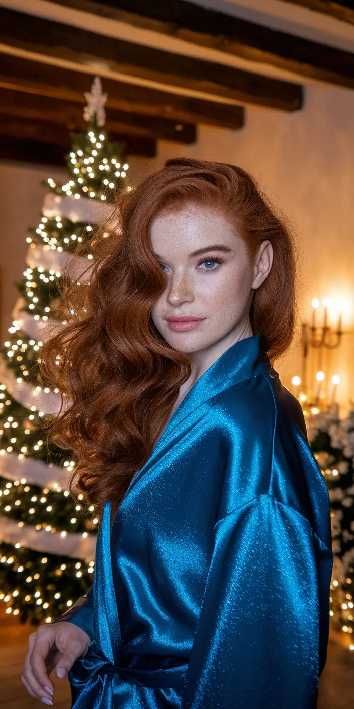 winter haircuts 2026 long Glossy Auburn Curls