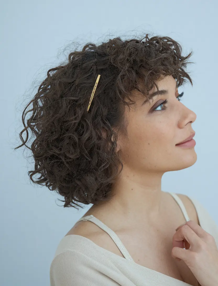 winter haircuts 2026 medium Curly Bob with Fringe